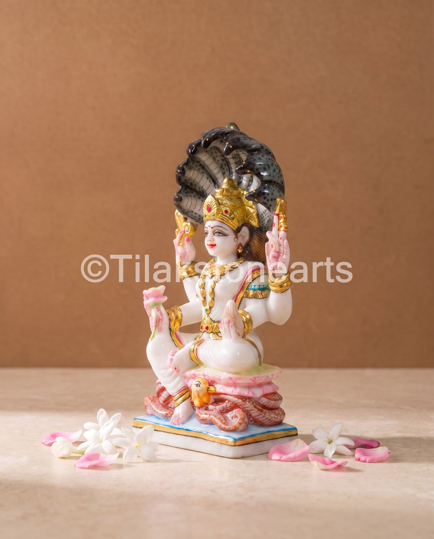 Maa Padmavati Jain God 9" Vietnam Pure White Marble Idol