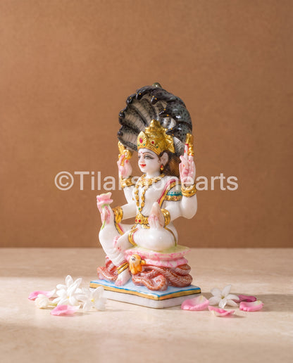 Maa Padmavati Jain God 9" Vietnam Pure White Marble Idol
