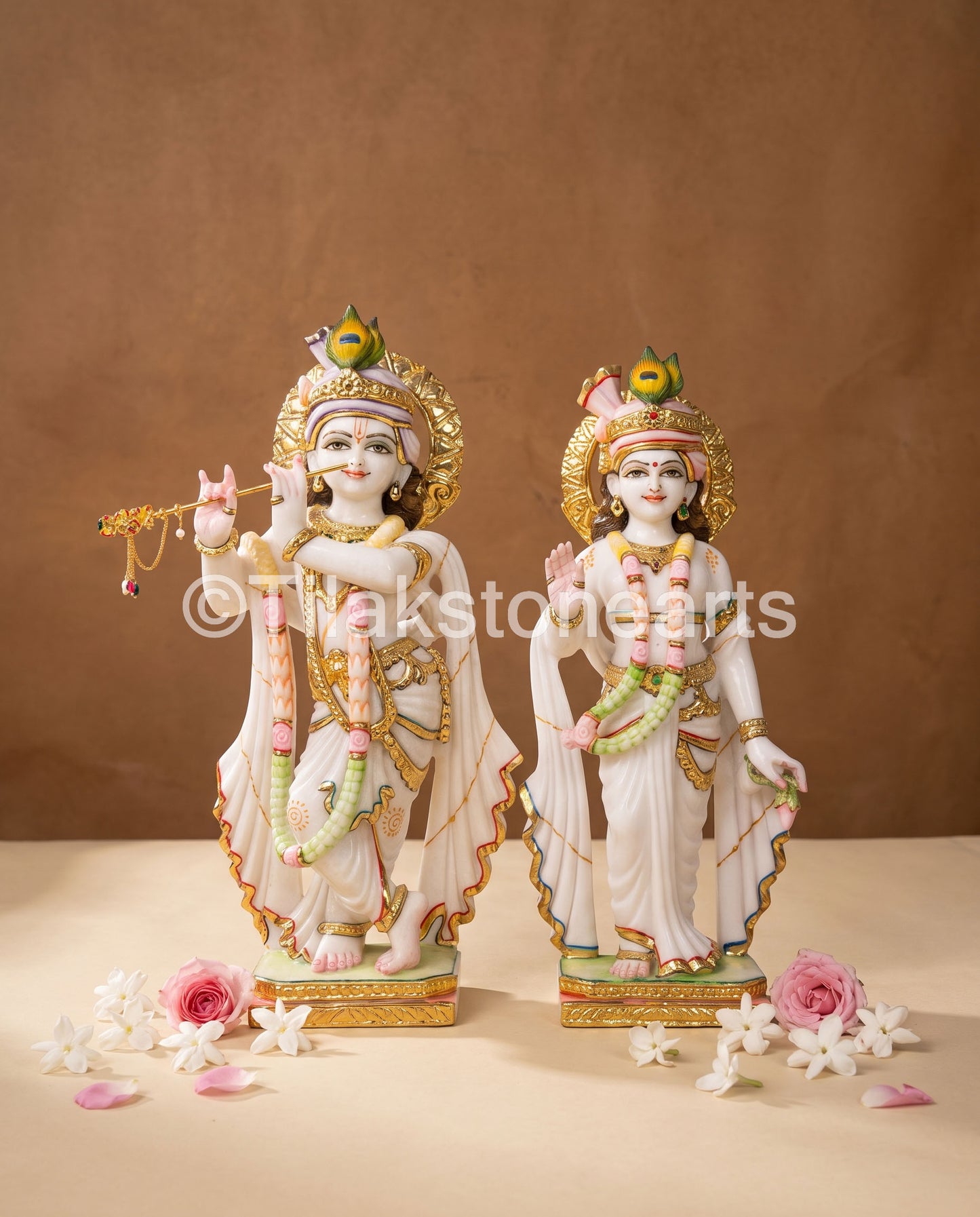 The Divine Radha Krishna Jodi 18" Vietnam Pure White Marble Idol