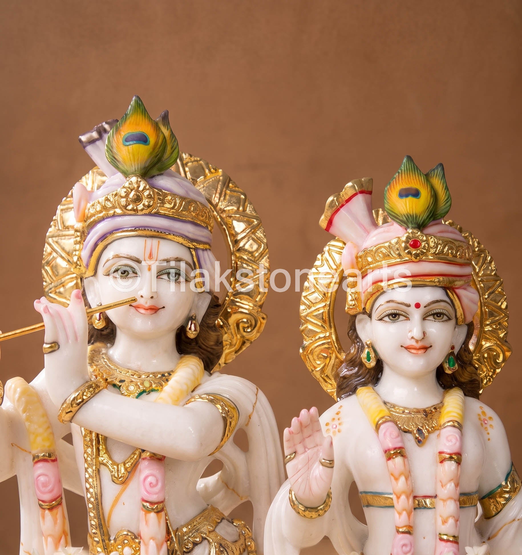 The Divine Radha Krishna Jodi 18" Vietnam Pure White Marble Idol