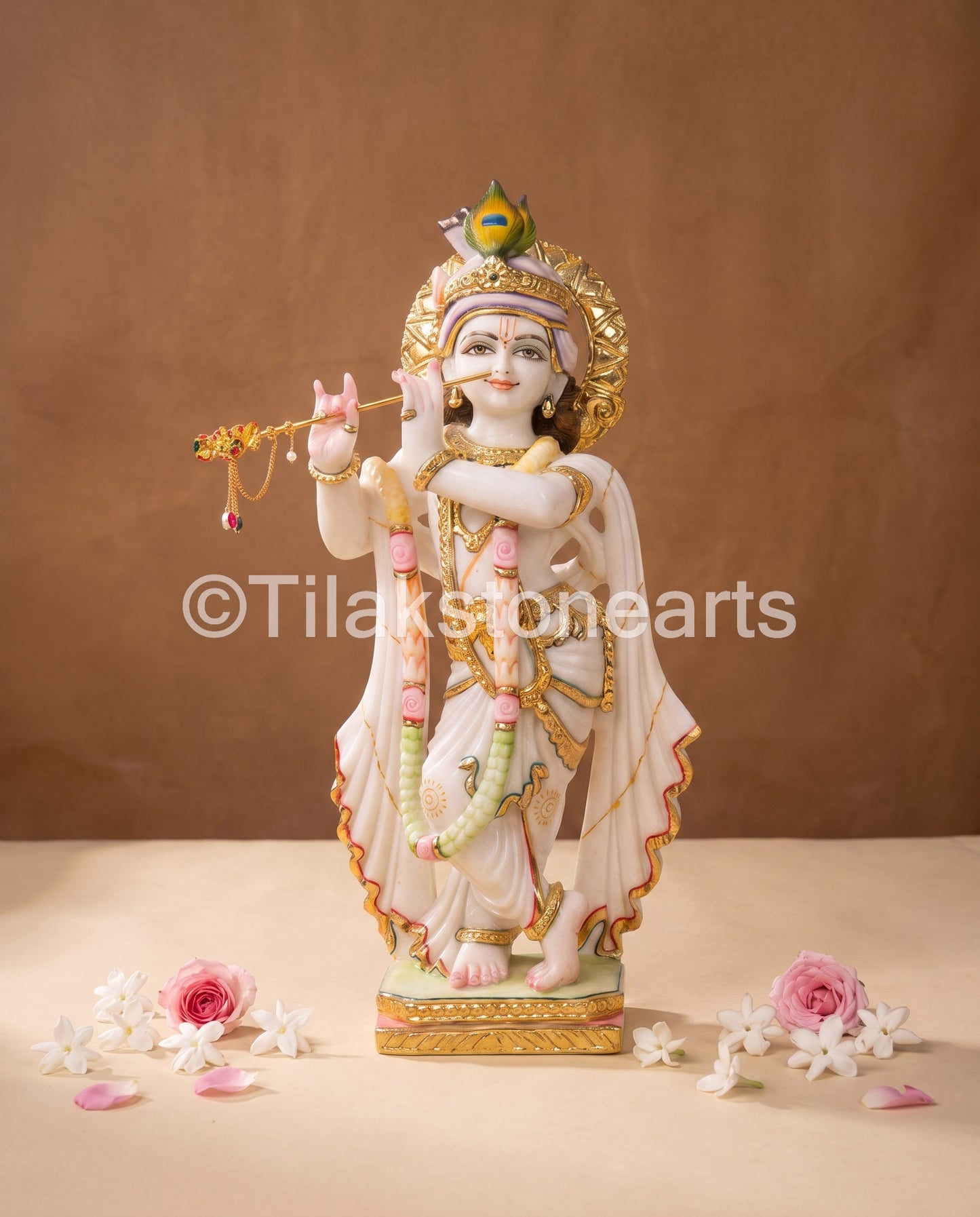 The Divine Radha Krishna Jodi 18" Vietnam Pure White Marble Idol