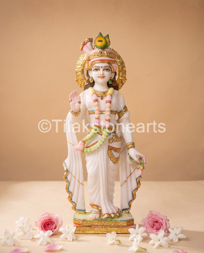 The Divine Radha Krishna Jodi 18" Vietnam Pure White Marble Idol