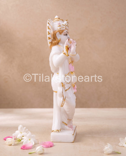 Lord Krishna 9" Vietnam Pure White Marble Idol