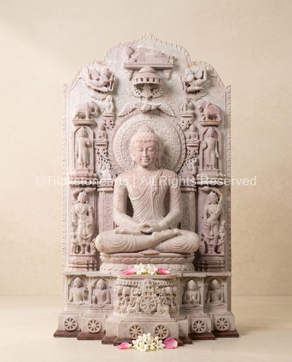 Lord Buddha in Meditation 48" Pure Natural Oakwood Stone Idol