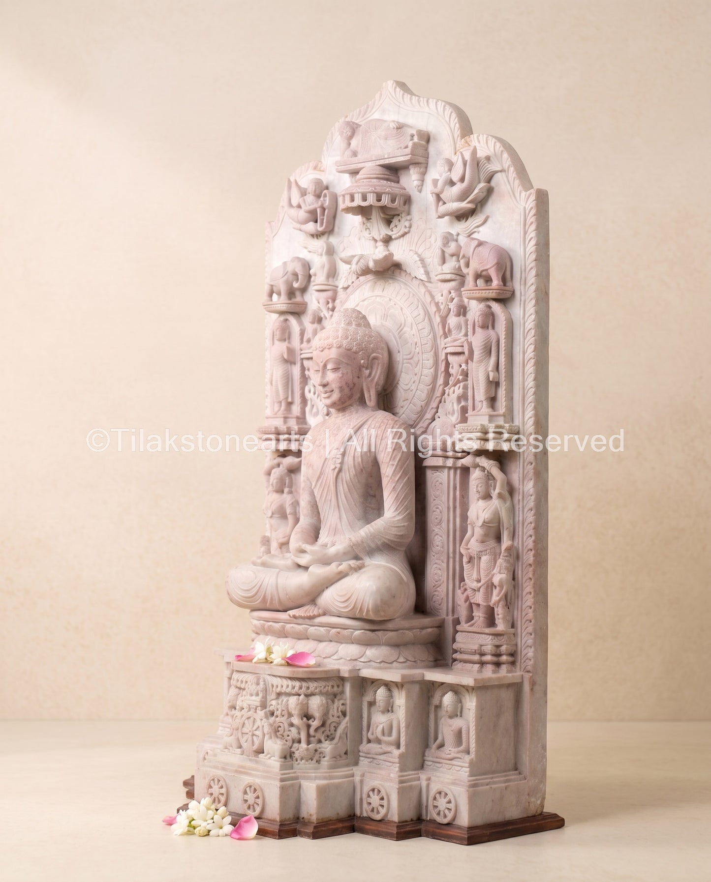 Lord Buddha in Meditation 48" Pure Natural Oakwood Stone Idol