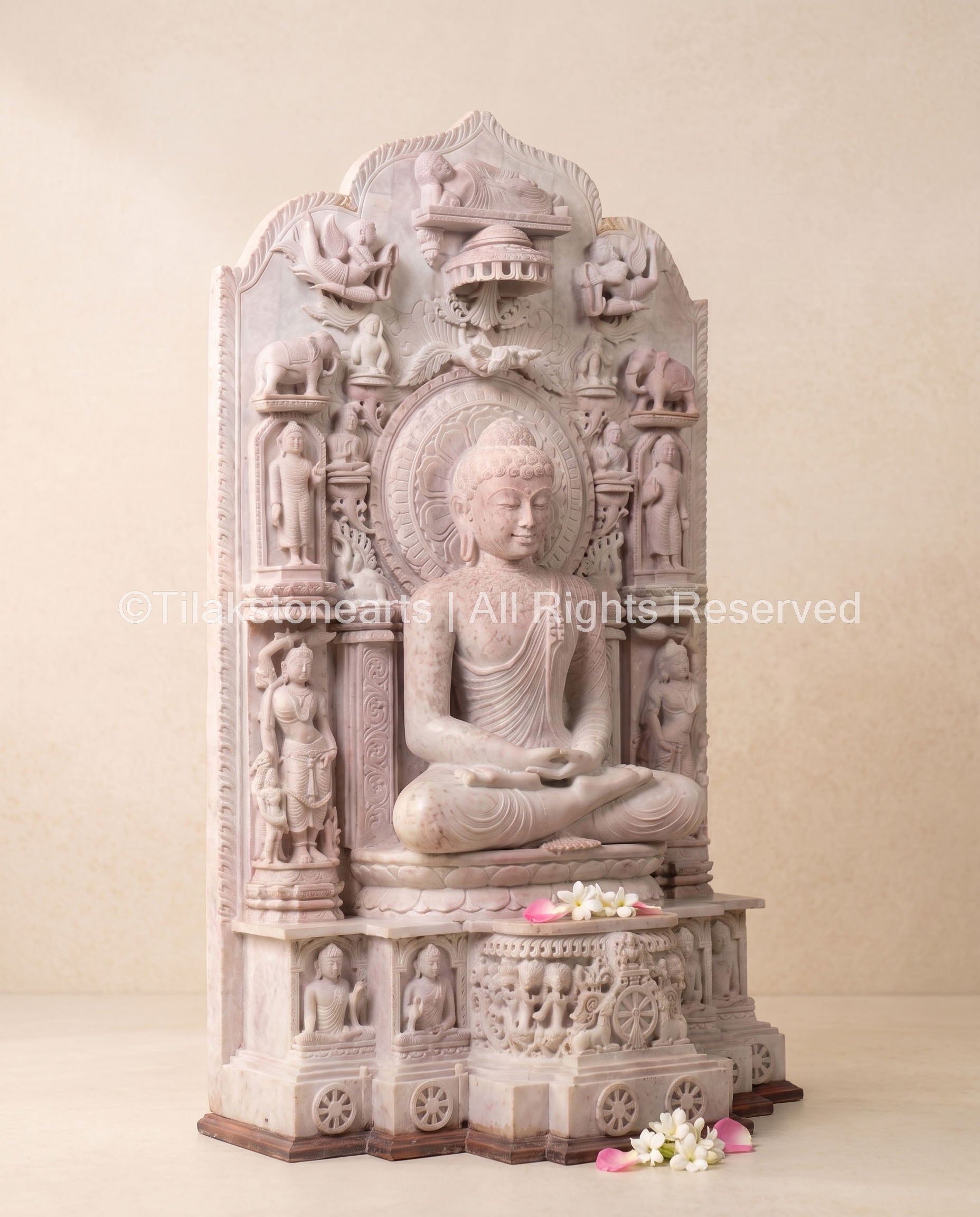Lord Buddha in Meditation 48" Pure Natural Oakwood Stone Idol