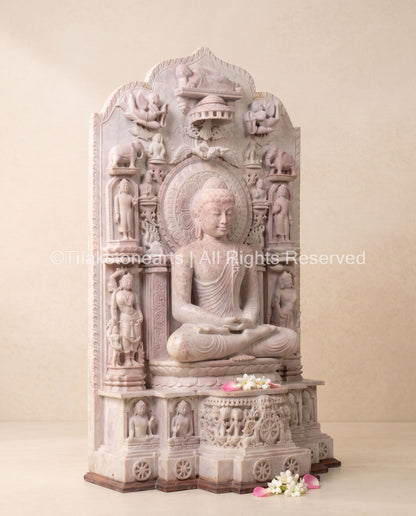 Lord Buddha in Meditation 48" Pure Natural Oakwood Stone Idol