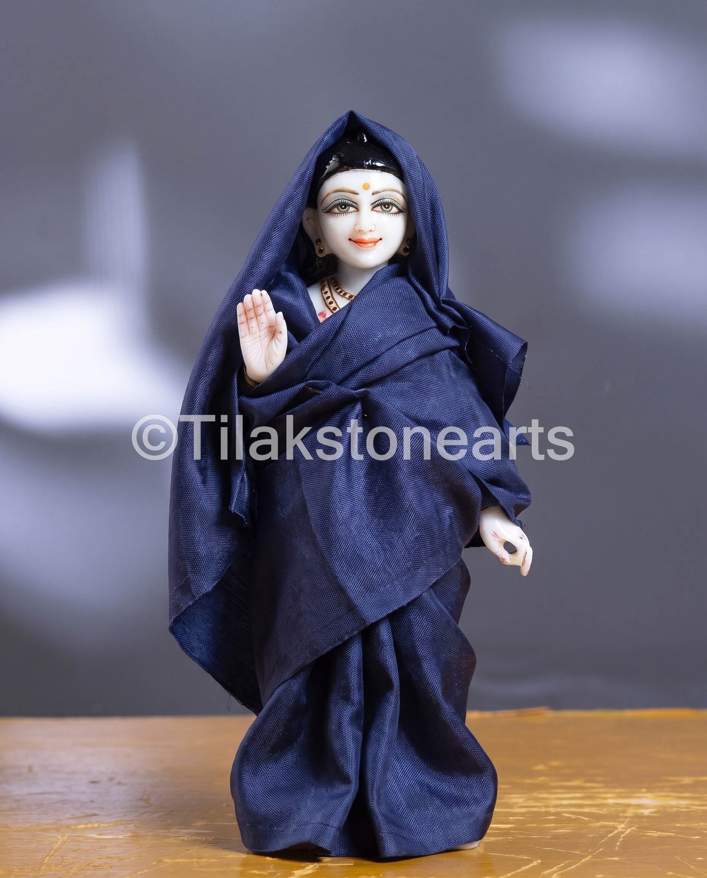 Isckon Radha Krishna 9" Vietnam Pure White & Natural Black Marble