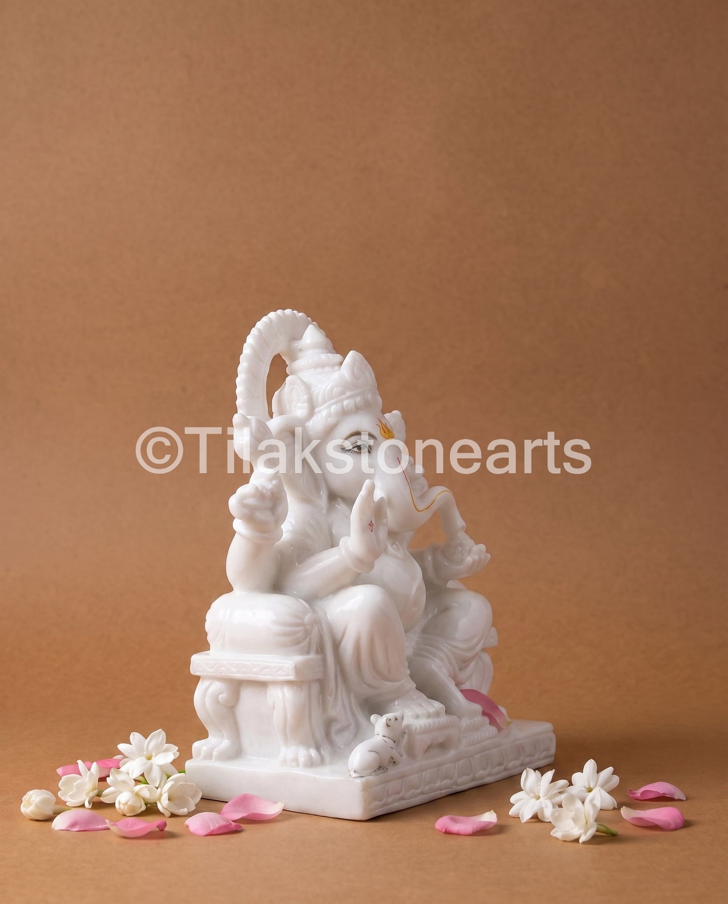 Lord Ganpati Ganesha 11" Vietnam Pure White Marble Idol