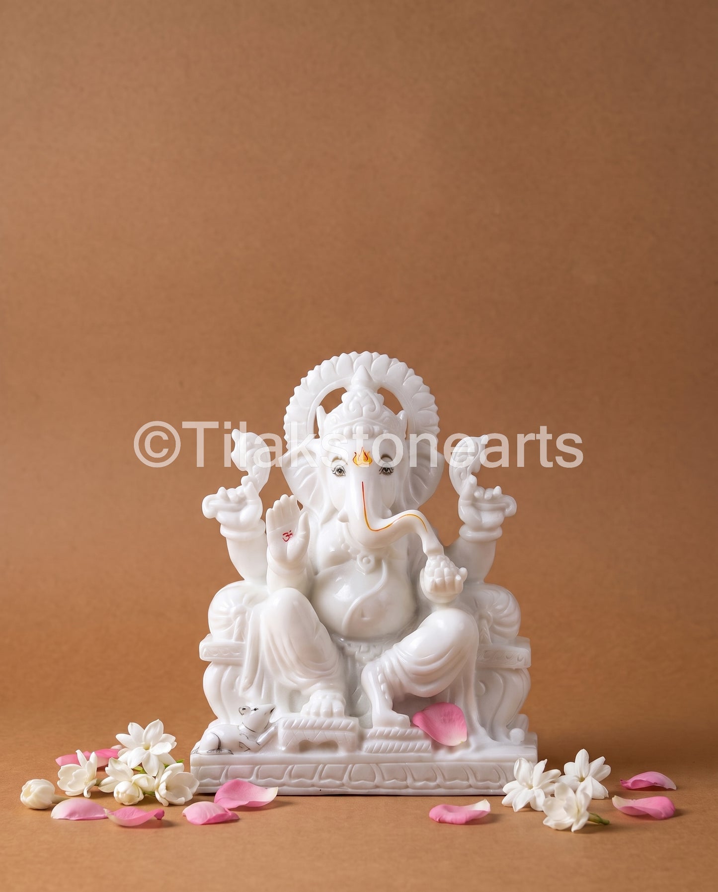 Lord Ganpati Ganesha 11" Vietnam Pure White Marble Idol