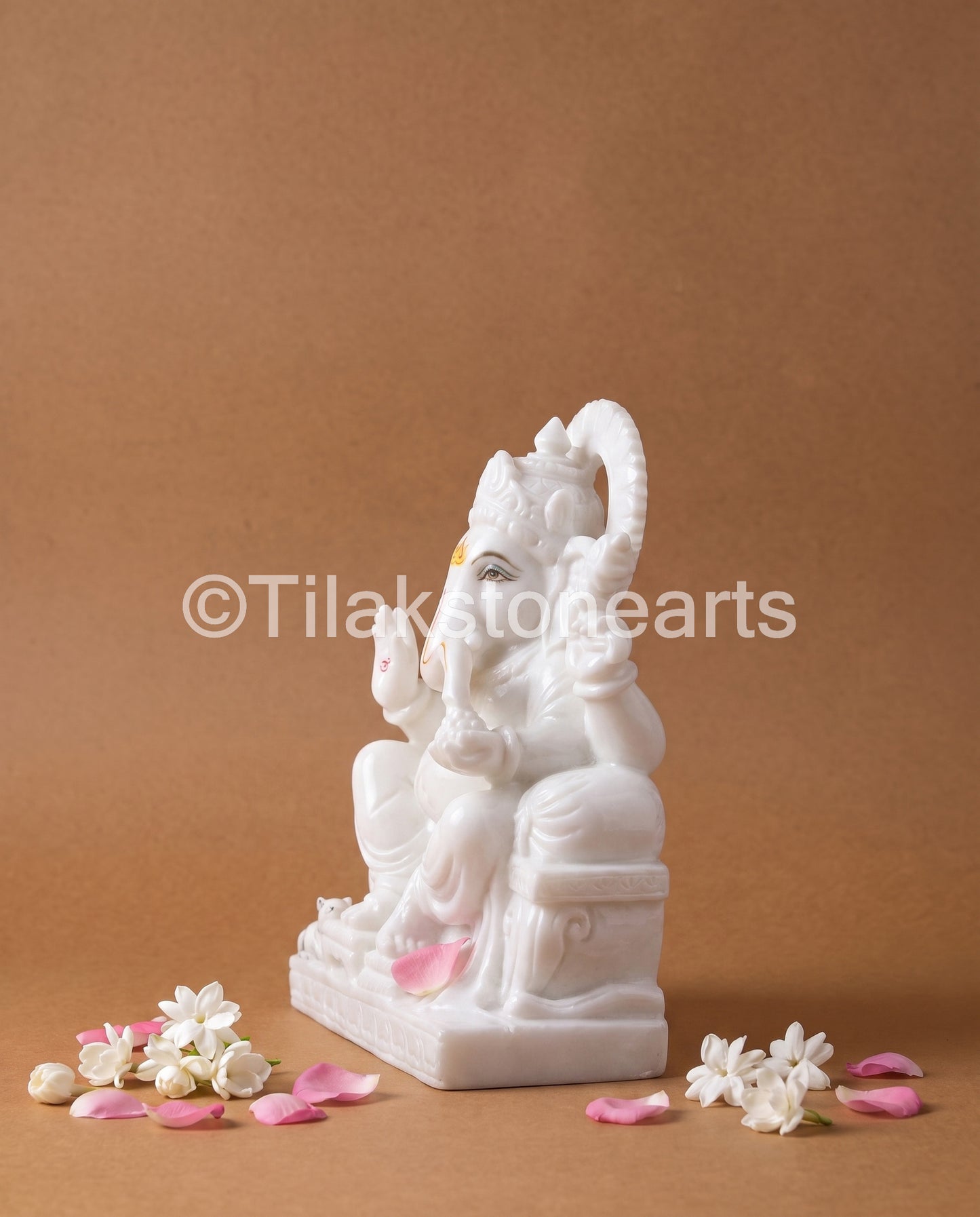 Lord Ganpati Ganesha 11" Vietnam Pure White Marble Idol