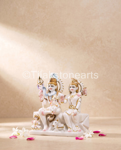 Shiv Parivar 12” Vietnam Pure White Marble Idol