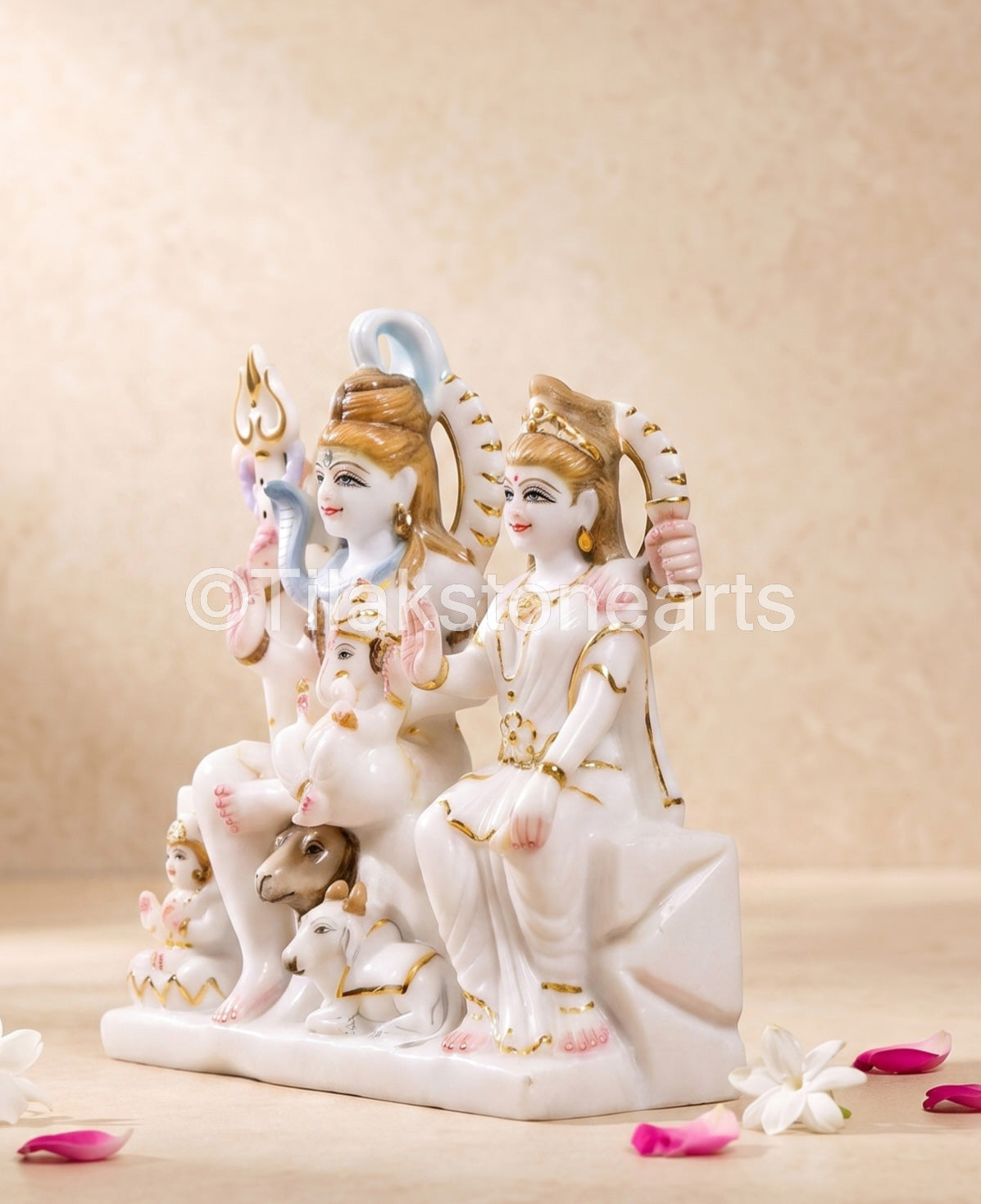 Shiv Parivar 12” Vietnam Pure White Marble Idol