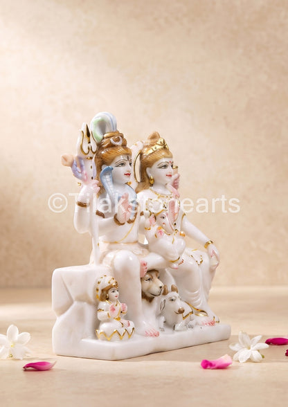 Shiv Parivar 12” Vietnam Pure White Marble Idol