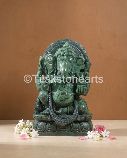 Lord Ganpati Ganesha 24" Pure Natural Jade Onyx Stone Idol