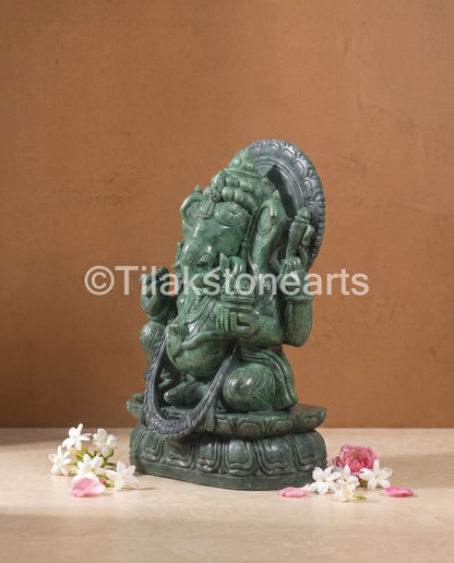 Lord Ganpati Ganesha 24" Pure Natural Jade Onyx Stone Idol
