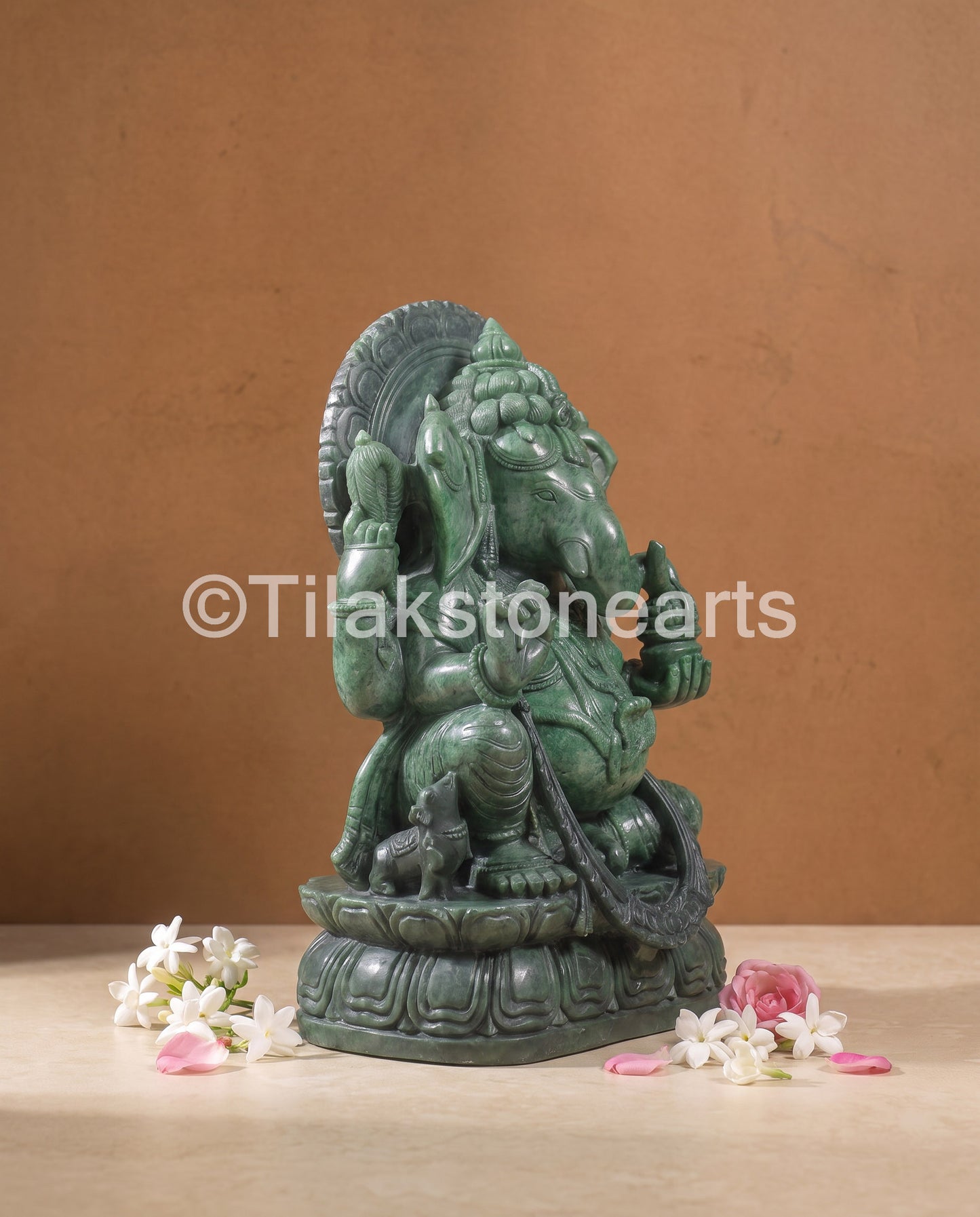 Lord Ganpati Ganesha 24" Pure Natural Jade Onyx Stone Idol