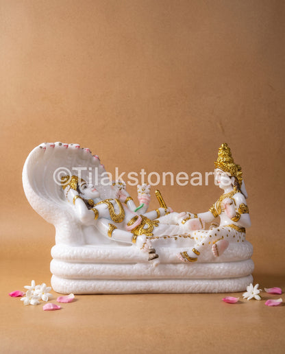 Divine Lakshmi Narayana Idol 14" Vietnam Pure White Marble