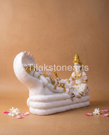 Divine Lakshmi Narayana Idol 14" Vietnam Pure White Marble