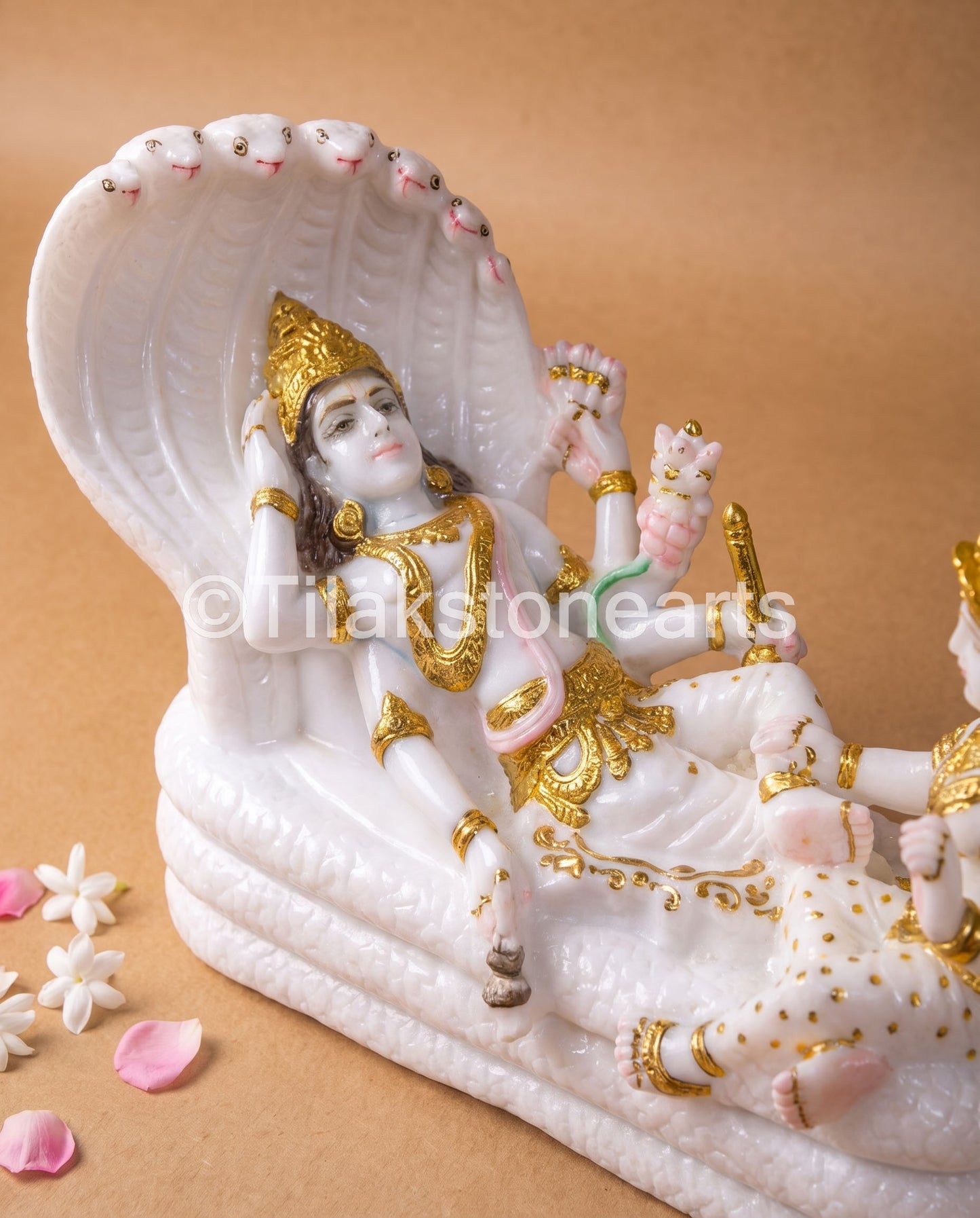Divine Lakshmi Narayana Idol 14" Vietnam Pure White Marble
