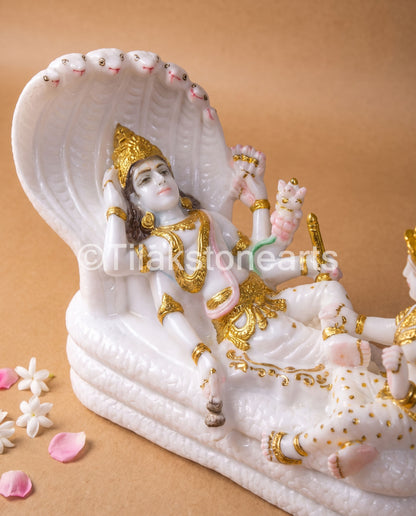Divine Lakshmi Narayana Idol 14" Vietnam Pure White Marble