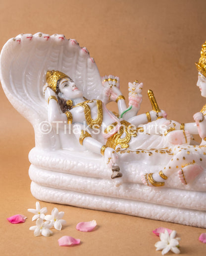Divine Lakshmi Narayana Idol 14" Vietnam Pure White Marble