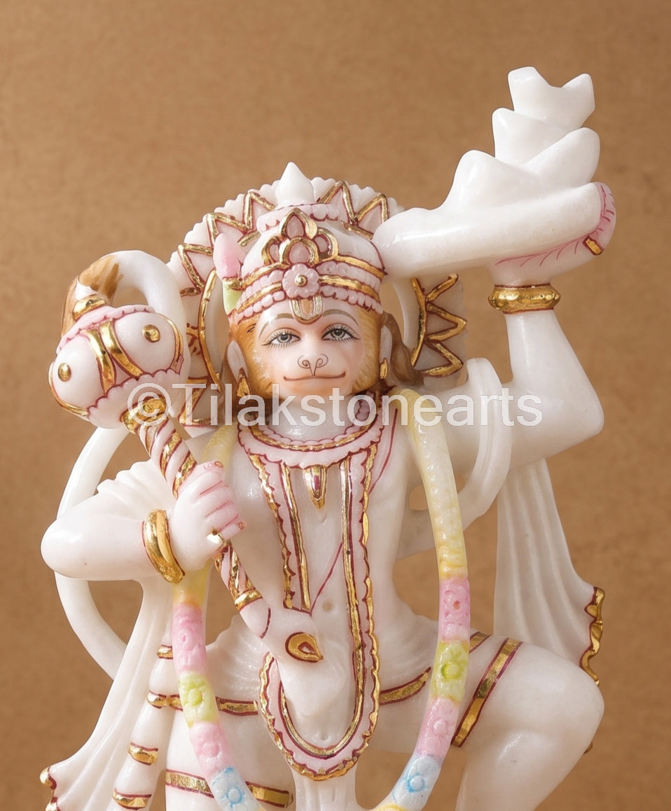Lord Hanuman 11” Vietnam Pure White Marble Idol