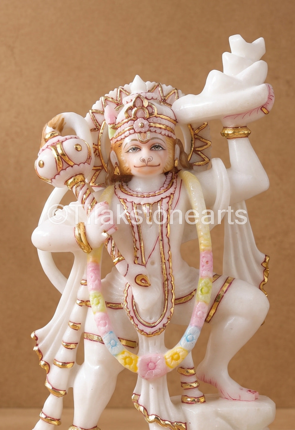Lord Hanuman 11” Vietnam Pure White Marble Idol