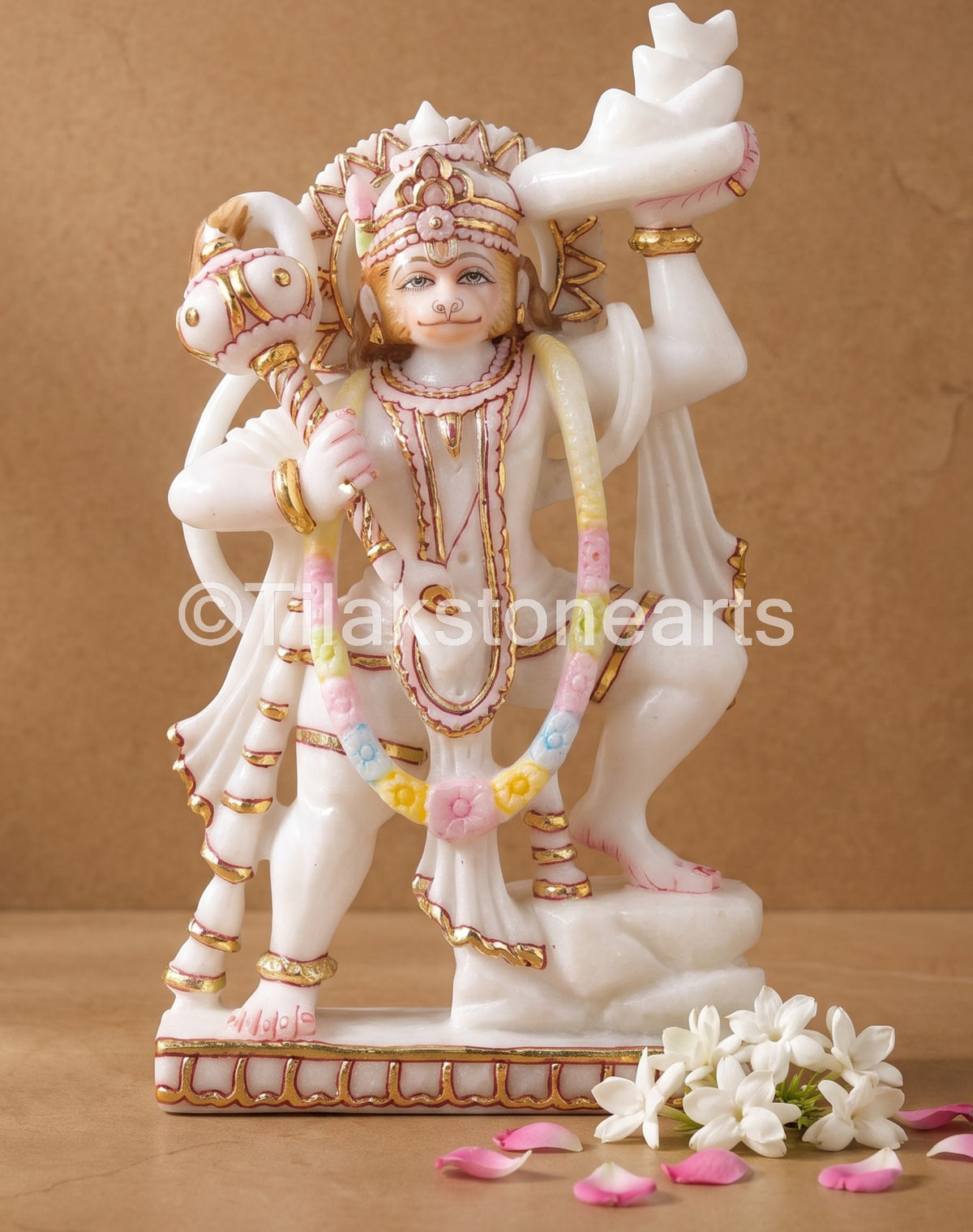 Lord Hanuman 11” Vietnam Pure White Marble Idol