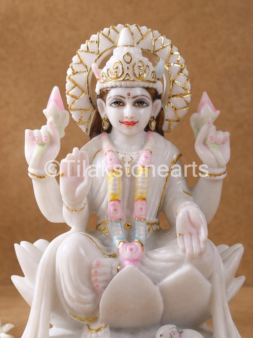 Mahalakshmi 12” Vietnam Pure White Marble Idol