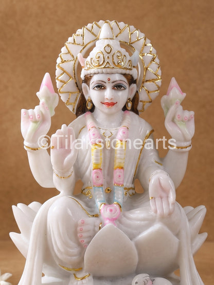 Mahalakshmi 12” Vietnam Pure White Marble Idol