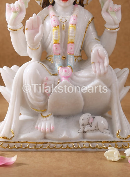 Mahalakshmi 12” Vietnam Pure White Marble Idol