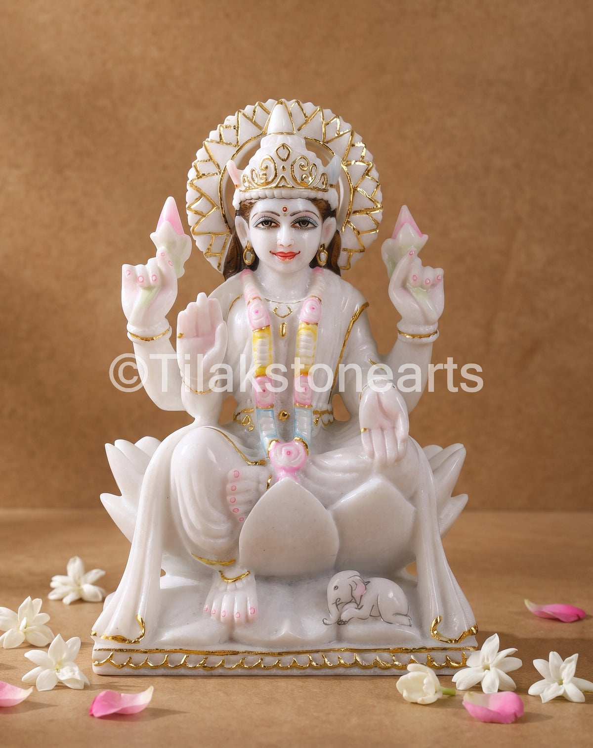 Mahalakshmi 12” Vietnam Pure White Marble Idol