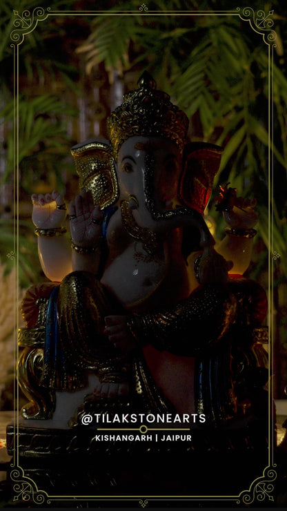 Lord Ganesha 18" Vietnam Pure White Marble Idol