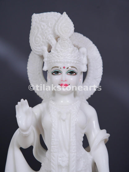 Radha Krishna 18" Vietnam Pure White Marble Idol