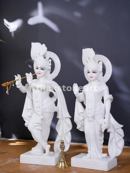 Radha Krishna 18" Vietnam Pure White Marble Idol