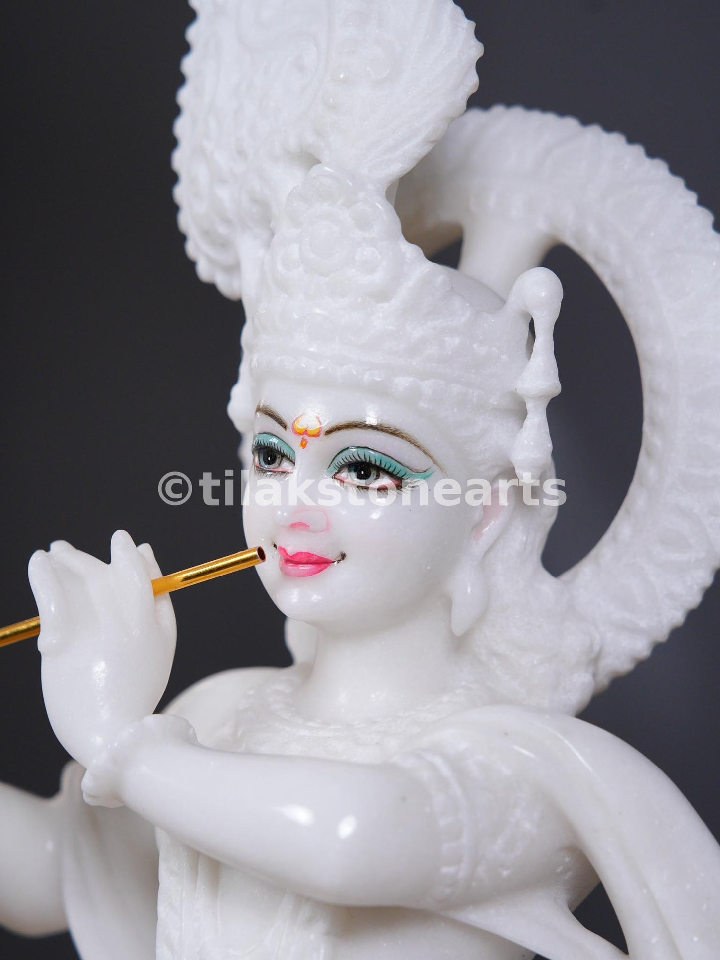 Radha Krishna 18" Vietnam Pure White Marble Idol
