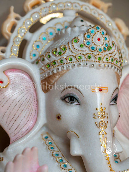 White Ganpati In Jewellery Ganesha Idol Krishna Jewellers Ganesh