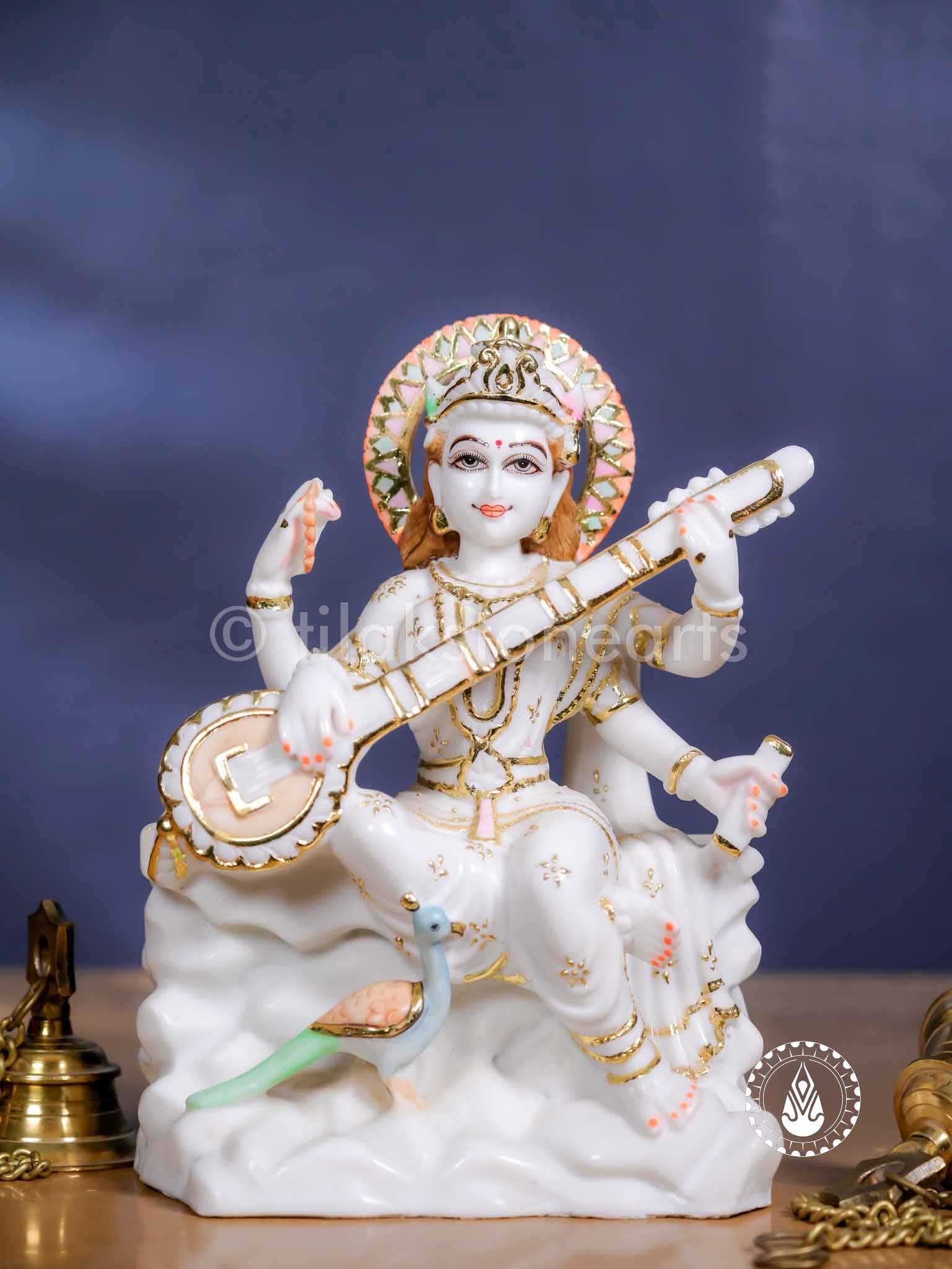 Saraswati Maa 12" | Cultured Marble