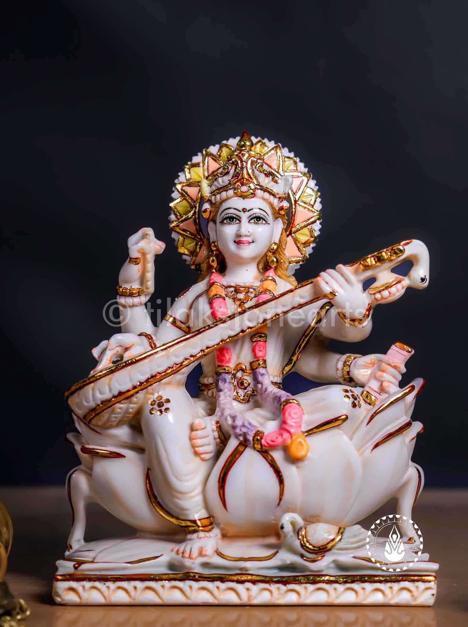 Saraswati Maa 12" | Cultured Marble