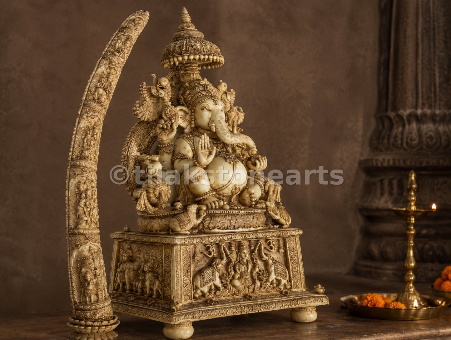 Lord Ganesha 34” Vietnam Pure Cultured Marble Idol
