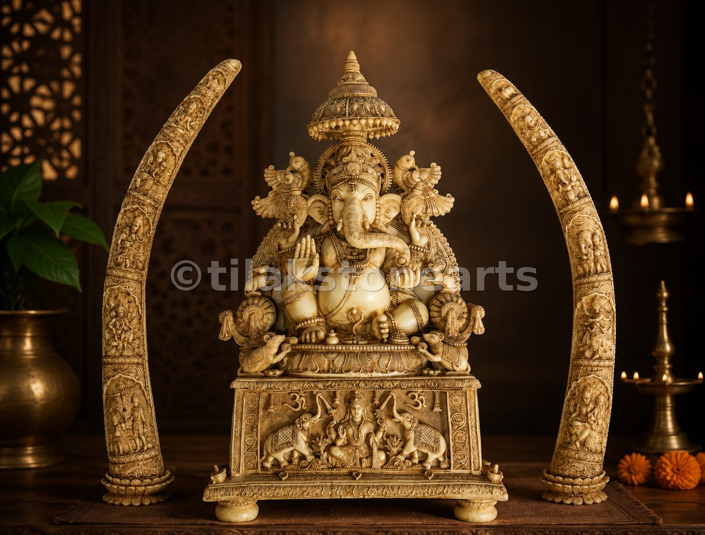 Lord Ganesha 34” Vietnam Pure Cultured Marble Idol