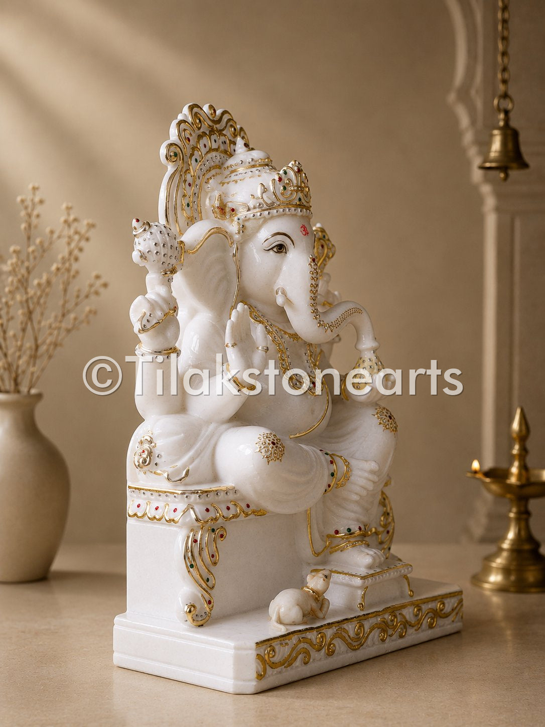 Lord Ganesha 24" Vietnam Pure White Marble Idol