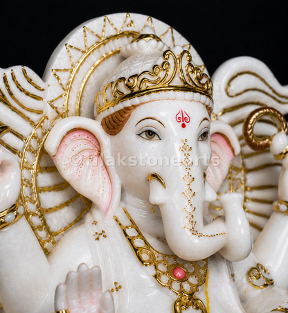 Lord Ganapathi 24" Vietnam Pure White Marble Idol