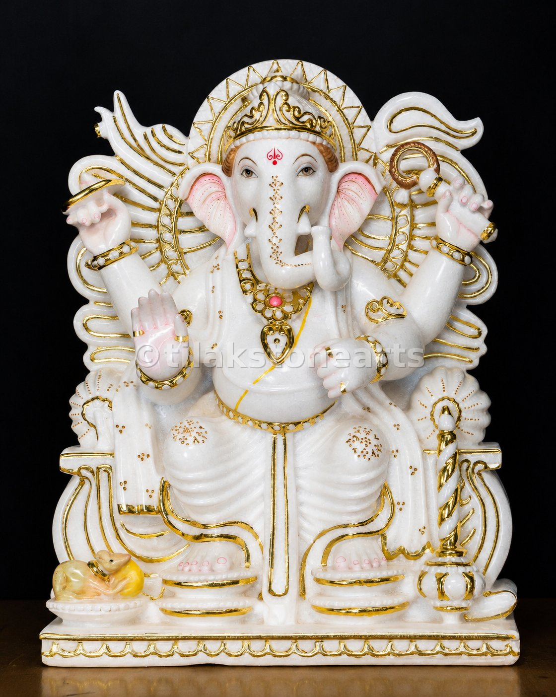 Lord Ganesh 24" Vietnam Pure White Marble Idol