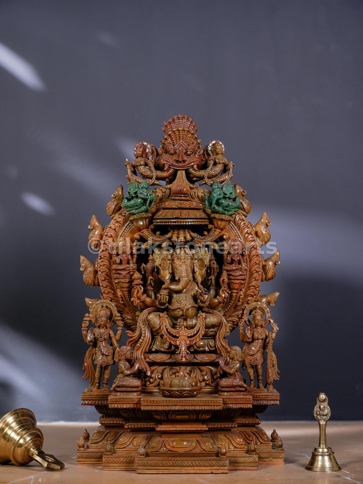 Lord Ganesha 18 inch Natural Oakwood Stone Idol