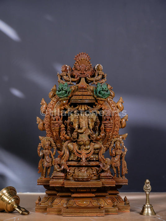 Lord Ganesha 18 inch Natural Oakwood Stone Idol