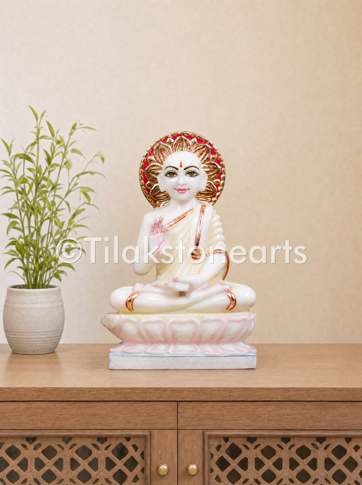 Gautam Swami Jain God 11" Vietnam Pure White Marble Idol