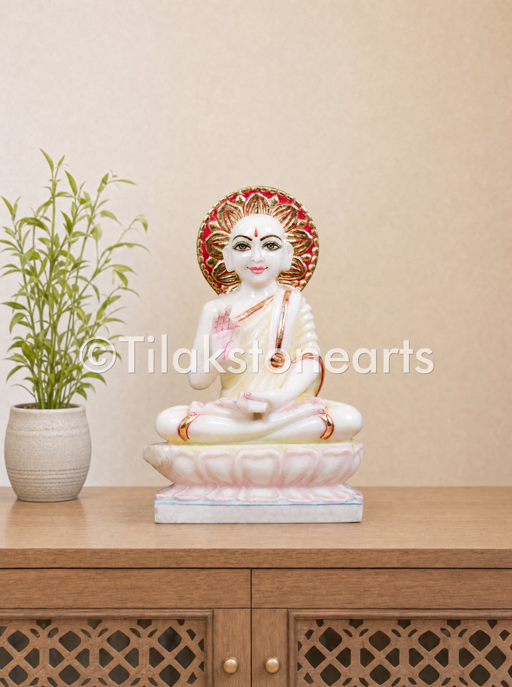 Gautam Swami Jain God 11" Vietnam Pure White Marble Idol