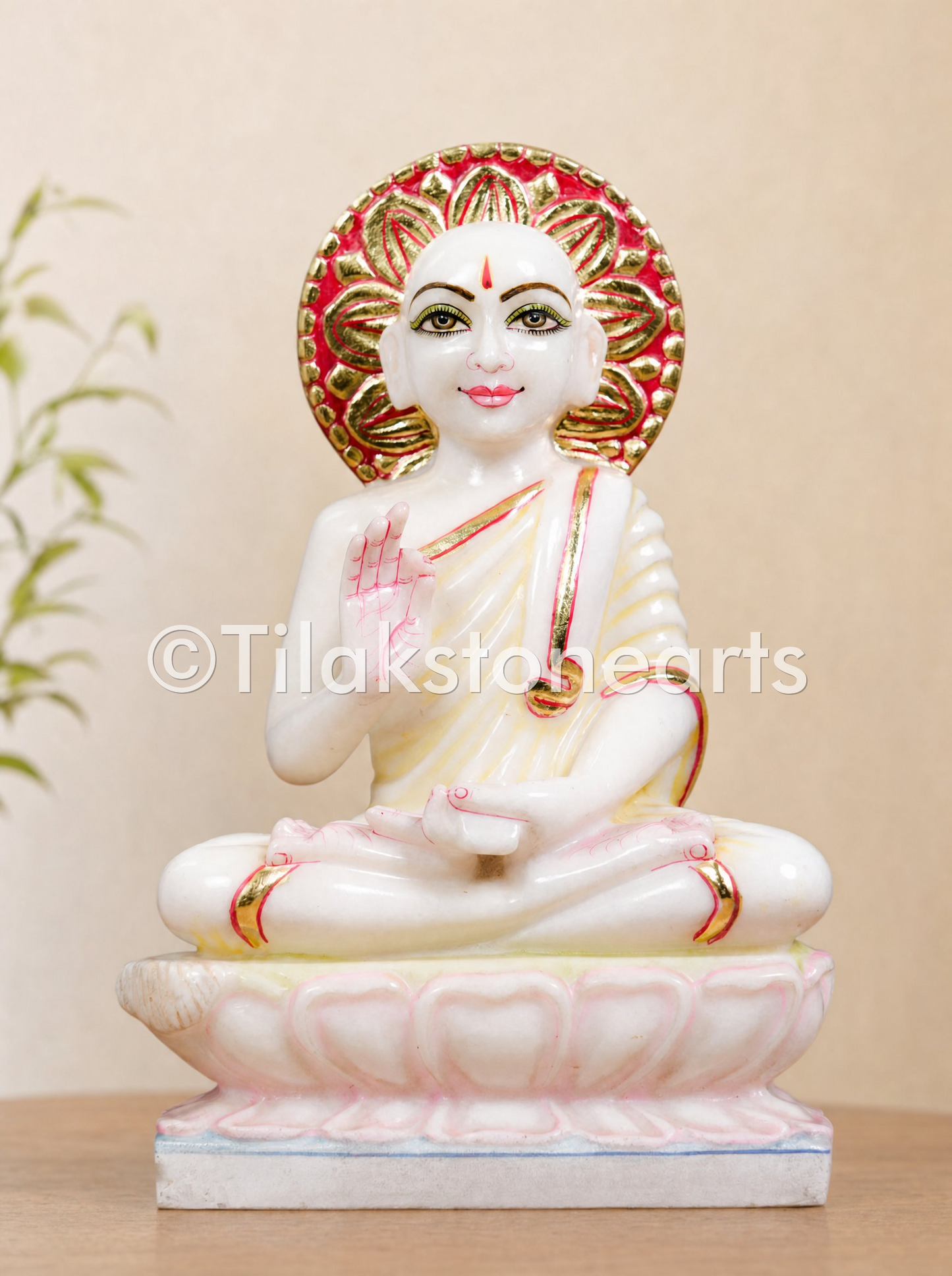 Gautam Swami Jain God 11" Vietnam Pure White Marble Idol